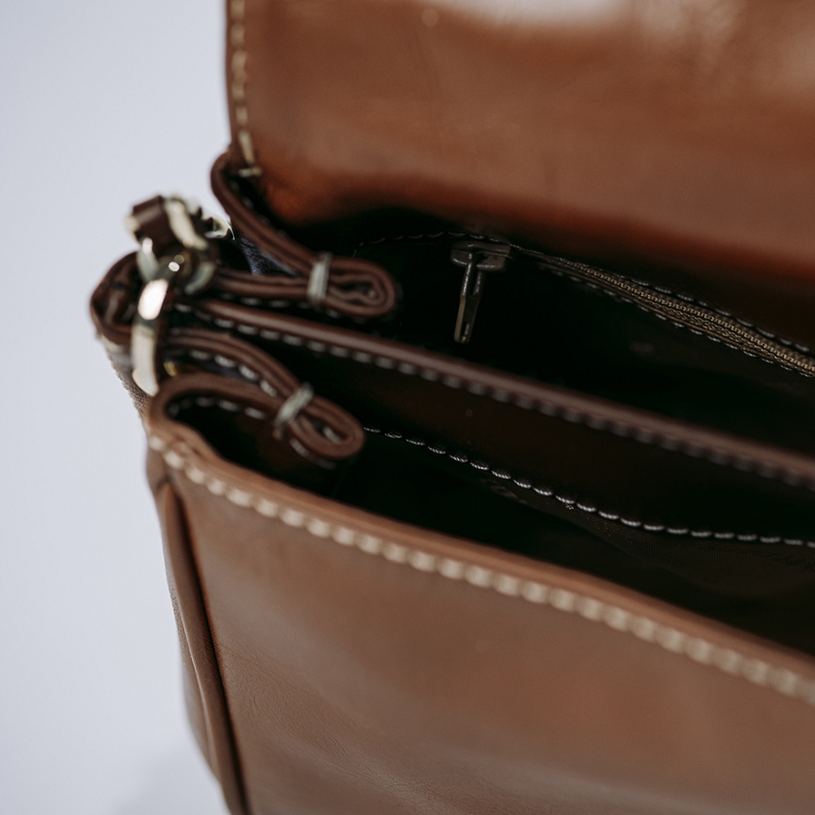 Bolso Piel Guateado Marrón