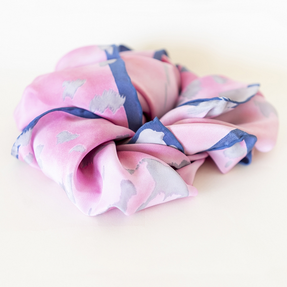 Pañuelo Grande de seda rosa