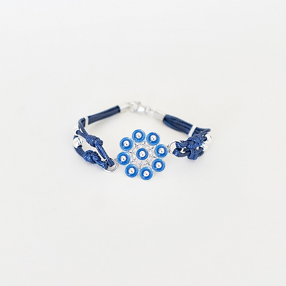 Pulsera botón charro azul (1216)