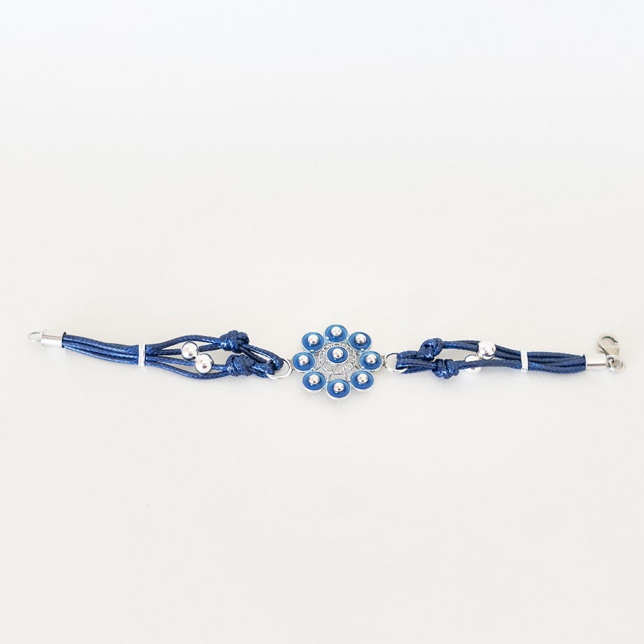 Pulsera botón charro azul (1216)