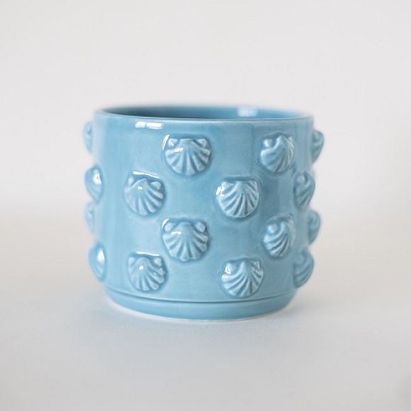 Taza Conchas Azul Claro con Asa